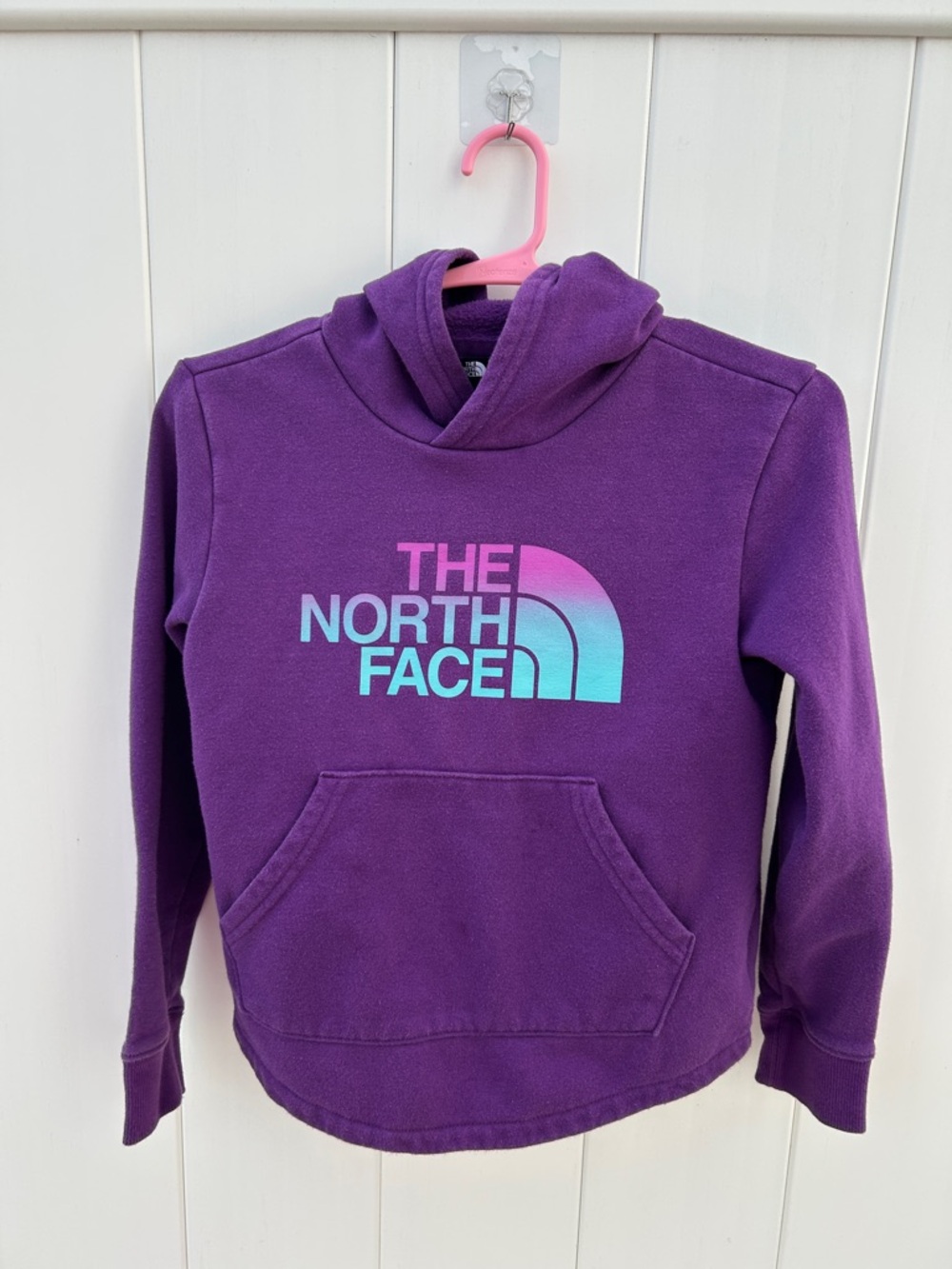The North Face Purple Kids Hoodie with Ombre Logo